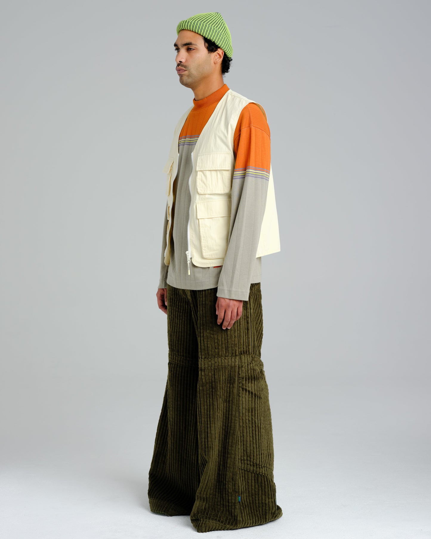 Hangin'. 34". 2 Wale Corduroy. Moss.