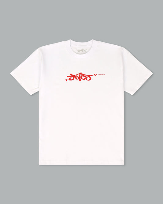 JNCO Los Angeles Tee. White/ Tango Red.